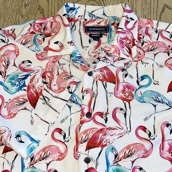 crown & ivy Other - Crown‎ & Ivy Flamingo Short Sleeved Button Down Shirt Large